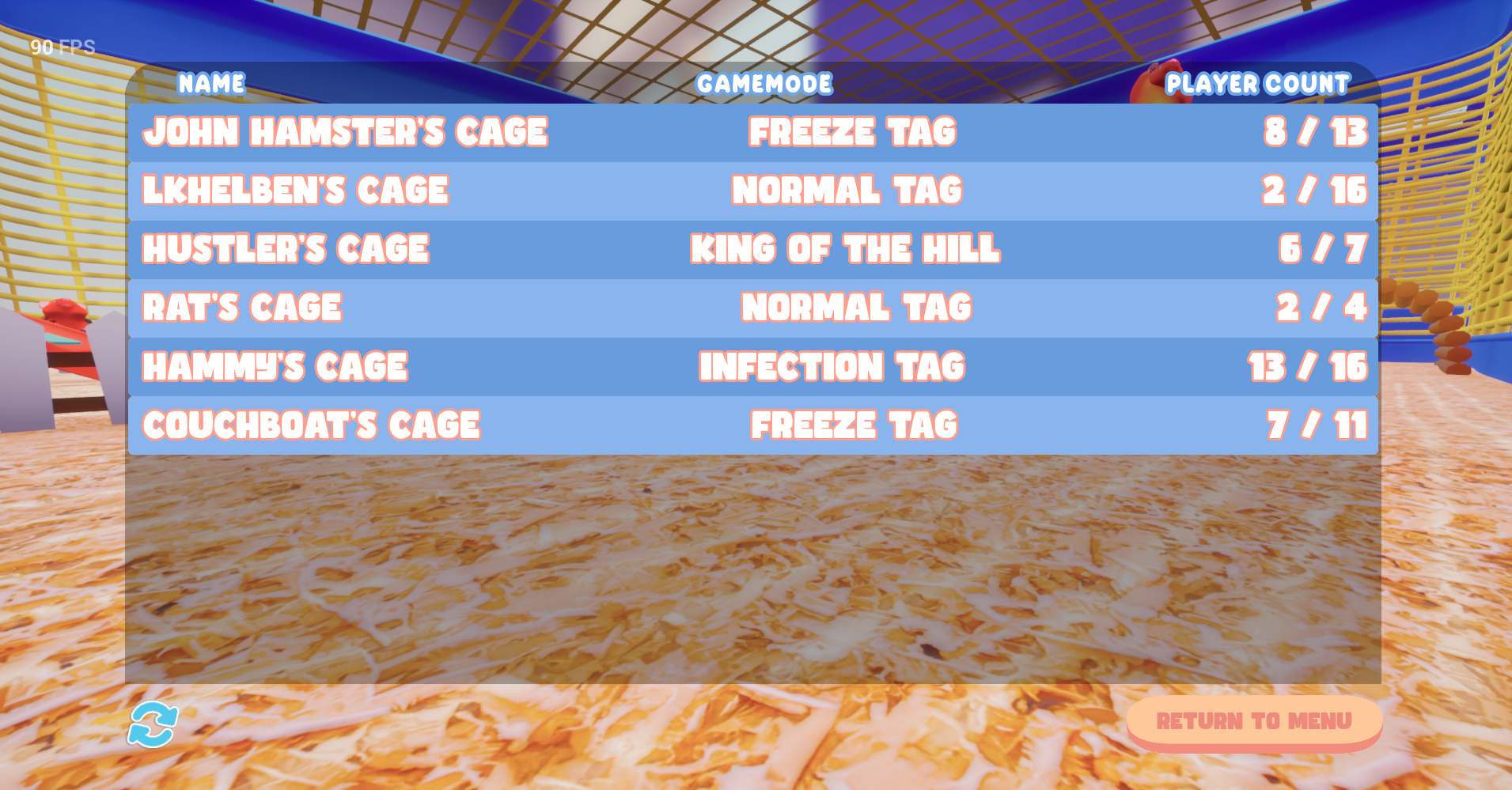 This is the server browser I built. When players create a game, they can choose between a friends-only session or a public one. Public sessions automatically show up in the server list, making it easy for anyone to join in.
