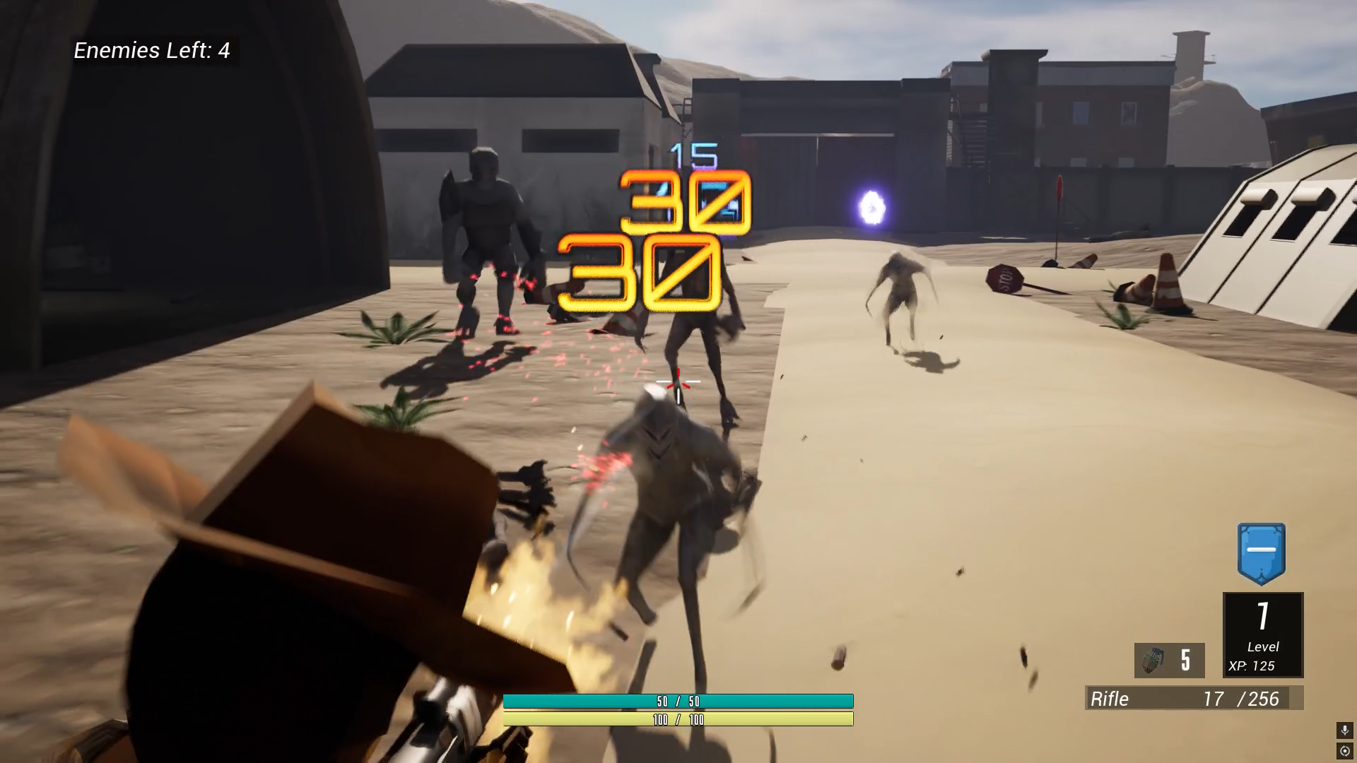 These are the damage floaters I created, which appear above enemies during combat. Blue for standard hits and orange for critical damage. They were designed to give players clear, immediate feedback during fights while keeping the visuals easy to read.